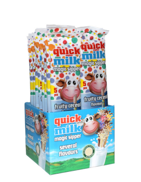 quick milk cereali, cannucce latte snack, dolciumi croccanti, gadget latte dolce, blister cannucce, snack bambini