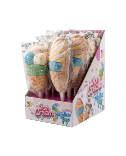 marshmallow cono gelato, lecca mallow ice cream, candy gelato frutta, dolciumi estivi, marshmallow su stecco, novità banco