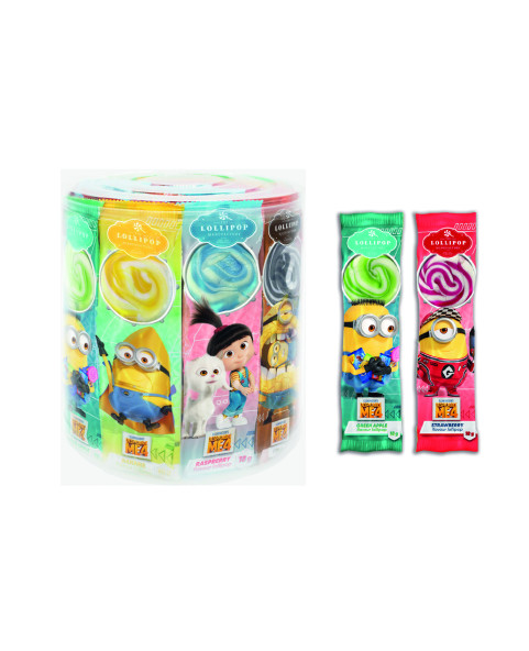 lecca minions, zucchero duro frutta, lecca lecca sagomato, candy film kids, lollipop tematico, dolciumi colorati