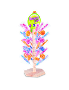 lecca rainbow, lecca lecca albero legno, candy frutta assortiti, espositore in legno, dolciumi colorati, lollipop grande formato