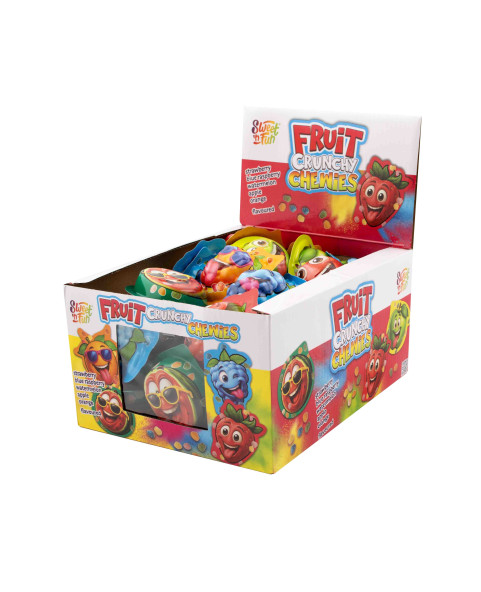 fruit-crunchy-chewies,caramelle-croccanti,caramelle-frutta,mini-contenitori,espositore-caramelle,dolciumi-ingrosso