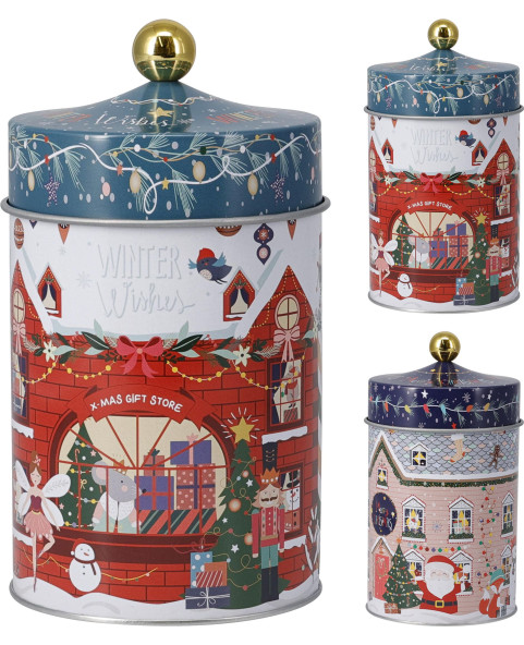 barattoli-latta-natale,cilindri-metallo-biscotti,confezioni-regalo-verticali,ingrosso-packaging-natalizio