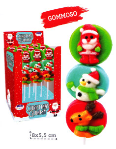 spiedino gummy,natale,lecca lecca gommoso,gusto fragola,dolciumi natalizi,gummy candy,36 grammi,18 pezzi
