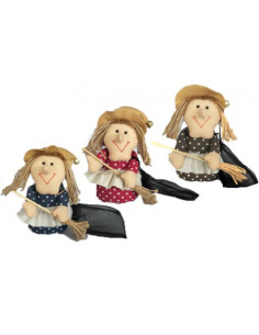 Polka Dot Fabric Befana with Bag – 6 Pieces – 3 Colors – H 20 cm