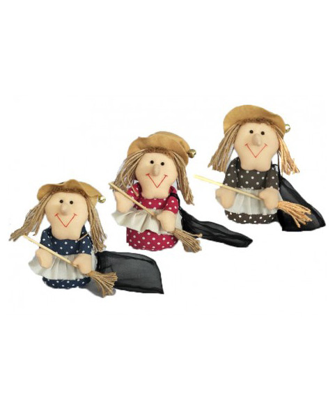 Befana Pezza Pois con Sacchetto – 6 Pezzi – 3 Colori – H 20 cm