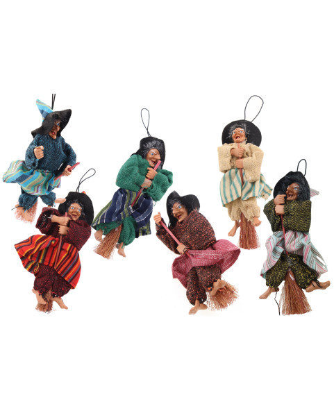 Befanelle Volanti Appendibili – 12 Pezzi – 6 Colori Assortiti – H 15 cm