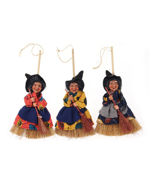 Scopa Befana Dentino – 12 Pezzi – 3 Colori Assortiti – Lunghezza 28 cm