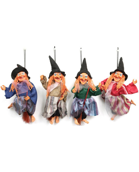 🧙‍♀️ Befane volanti assortite da 25 cm con luce e suono.