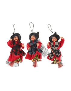 🧹 Befanelle volanti in velluto assortite in 3 colori, altezza 16 cm.