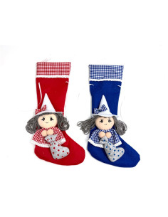 🧦 Calze Vichy da 40 cm con Befana applicata, 2 modelli assortiti.