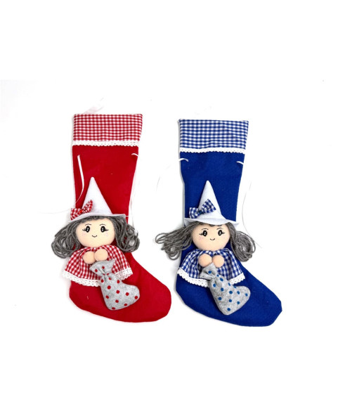 🧦 Calze Vichy da 40 cm con Befana applicata, 2 modelli assortiti.