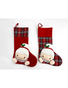 👵 37 cm Grandma fabric stockings in 2 assorted designs.