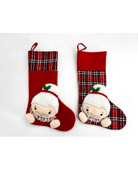 👵 37 cm Grandma fabric stockings in 2 assorted designs.