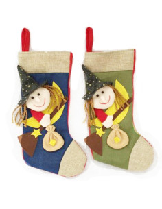 🌙 37 cm fabric Befana stockings with decorative moon detail.