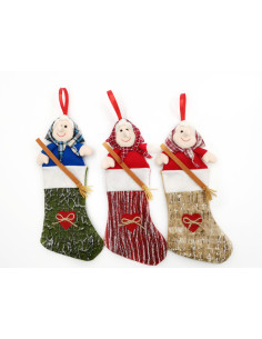 ❤️ Calze Befana in panno con cuoricino, 38 cm, in 3 colori assortiti.