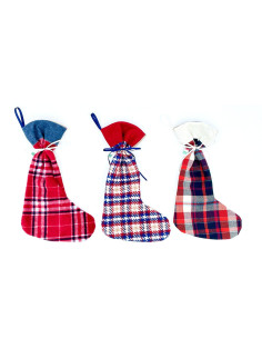 🧙‍♀️ Calza Scozzese della Befana in panno – Pz. 12, 3 colori, H. 34 cm