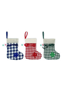 🧦 Calzina Quadrettoni in tela – 12 pezzi assortiti, 3 modelli e 3 colori.