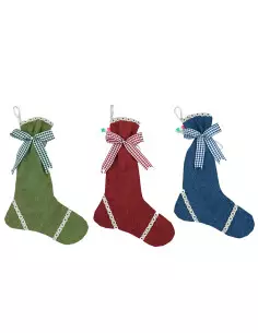🎀 Fiocchetto Felt Stocking – assorted pack of 12 pieces, 36 cm high, Made in Italy.