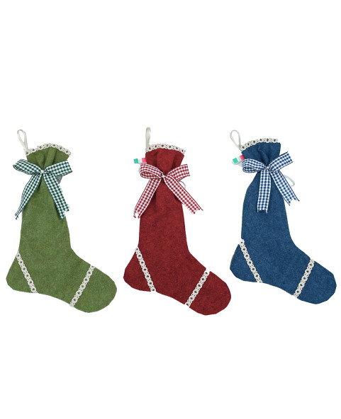 🎀 Fiocchetto Felt Stocking – assorted pack of 12 pieces, 36 cm high, Made in Italy.
