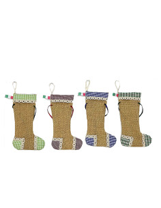 🎄 Calzina Merletto in juta e tela – 3 modelli assortiti, 12 pezzi, 20 cm. 2