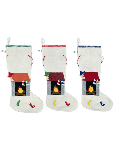 🔥 Calza Camino in panno con camino e fuoco – 3 colori, 12 pezzi, 40 cm, Made in Italy.
