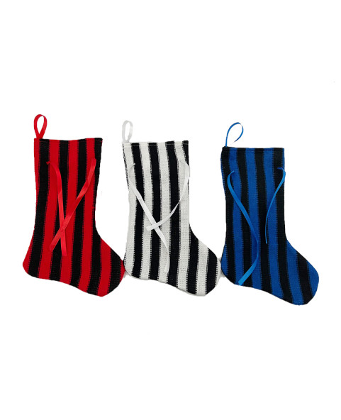 ⚽ Calza Lana Squadre 35 cm – fantasia a righe, 3 colori e retro in tulle 🇮🇹