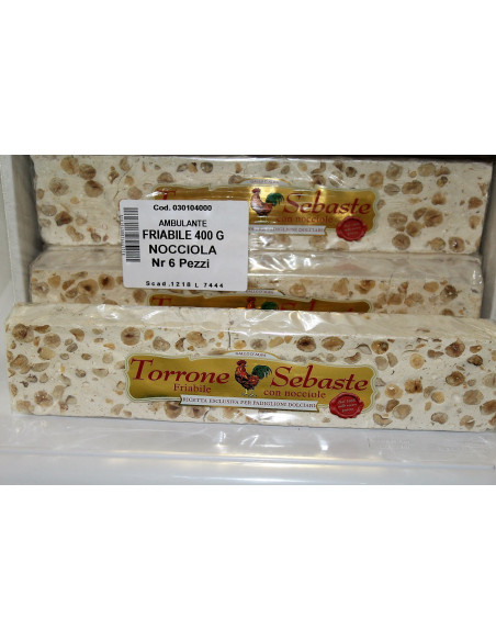 CRUMBLY NOUGAT Gr 400 HAZELNUT PZ 1 Sebaste, Wholesale sweets and candies www.ilcaramellaio2.com