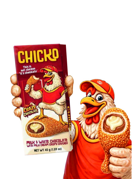 🍫 MR CHICKO 50 g – Original chicken leg shaped chocolate snack with creamy filling.