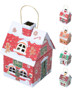 🏠 Lattina in Metallo Casetta di Natale – 4 Modelli | Espositore 12 Pz