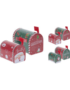 📮 Christmas Mailbox Metal Tin – 2 Assorted Designs | 12 Pieces