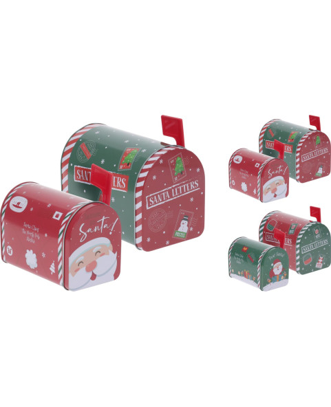 📮 Lattina Cassetta Postale Natalizia in Metallo – 2 Disegni | 12 Pz