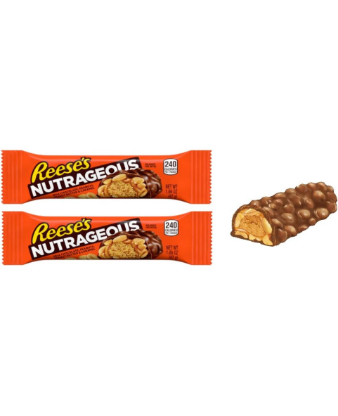 REESE'S NUTRAGEOUS 18 x 47 g – Chocolate bars with peanuts, peanut butter and caramel.
