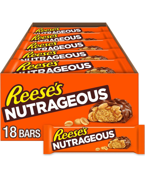 REESE'S NUTRAGEOUS 47 g – Barretta al cioccolato con arachidi e caramello, 13,5 × 4,5 × 2 cm.