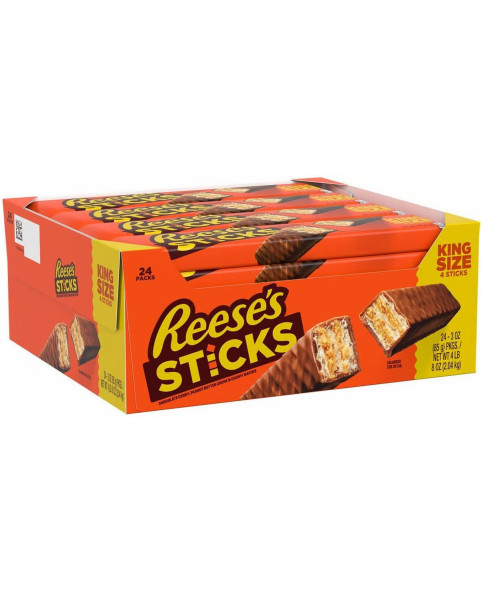 REESE'S STICKS 20 x 42 g – Crispy peanut butter wafers covered with milk chocolate.