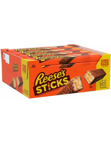 REESE'S STICKS 20 x 42 g – Wafer croccanti al burro d’arachidi ricoperti di cioccolato al latte.