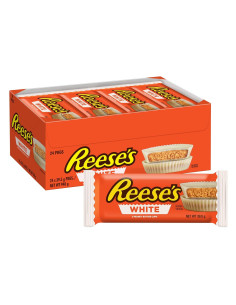 REESE'S White Peanut Butter Cups – White chocolate cups filled with creamy peanut butter.