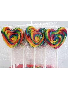 lecca lecca, lecca cuore, lecca arcobaleno, lollipop cuore, dolciumi colorati, caramelle feste, candy bar, lecca multicolore