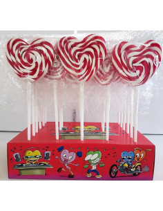 lecca lecca, lecca cuore, lecca bianco rosso, lollipop cuore, dolciumi romantici, caramelle feste, candy bar, lecca grandi 2