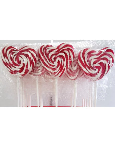 lecca lecca, lecca cuore, lecca bianco rosso, lollipop cuore, dolciumi romantici, caramelle feste, candy bar, lecca grandi
