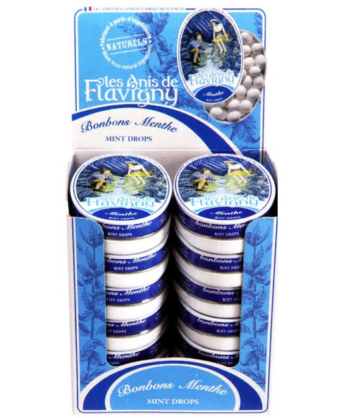 ROSSINI S-lattine-anis-de-flavigny-menta, grani-anice-menta, caramelle-rinfrescanti-anice, espositore-flavigny-menta