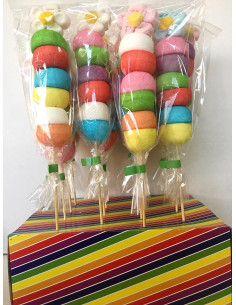 SPIEDINO ARCOBALENO GR 60 MALLOW  PZ 16,spiedino-arcobaleno,marshmallow-multicolore,candy-stick,marshmallow-su