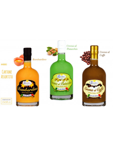 crema-liquore, bombardino, liquore-caffe, liquore-pistacchio, rossinis, bottiglia-50cl, ingrosso, privati