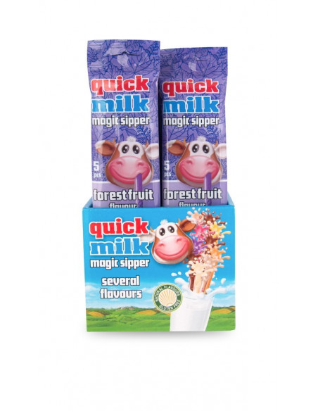quick milk frutti di bosco, cannucce latte fruttate, blister snack dolce, gadget bambini, dolciumi colorati, snack interattivo