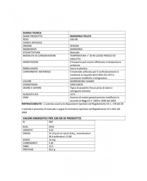 SNACK MANDORLA SGUSCIATA GR. 40 PZ. 12