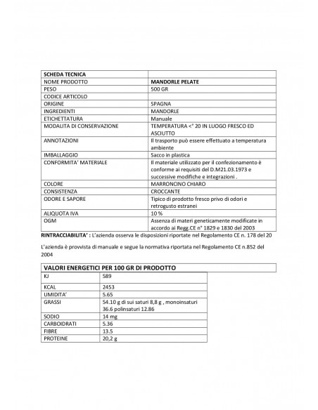 SNACK MANDORLA SGUSCIATA GR. 40 PZ. 12