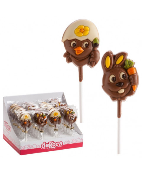 lecca cioccolato, dekora pasqua, pulcino cioccolato, coniglio cioccolato, lecca pasquali, dolci per bambini