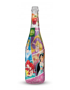 spumante-analcolico-disney,principesse-disney,spumante-mela,bevanda-senza-alcol,bottiglia-30cm,party-bambini 2